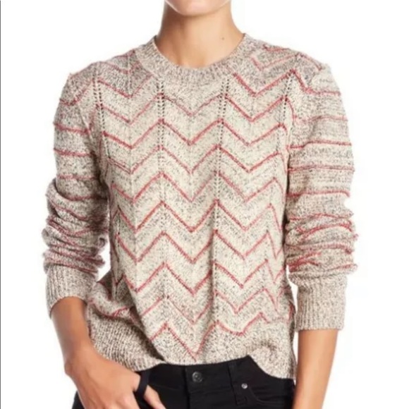 Free People Sweaters - Free People Sweater / Womens Zig Zag OB832692 Pullover Ivory Combo | Large